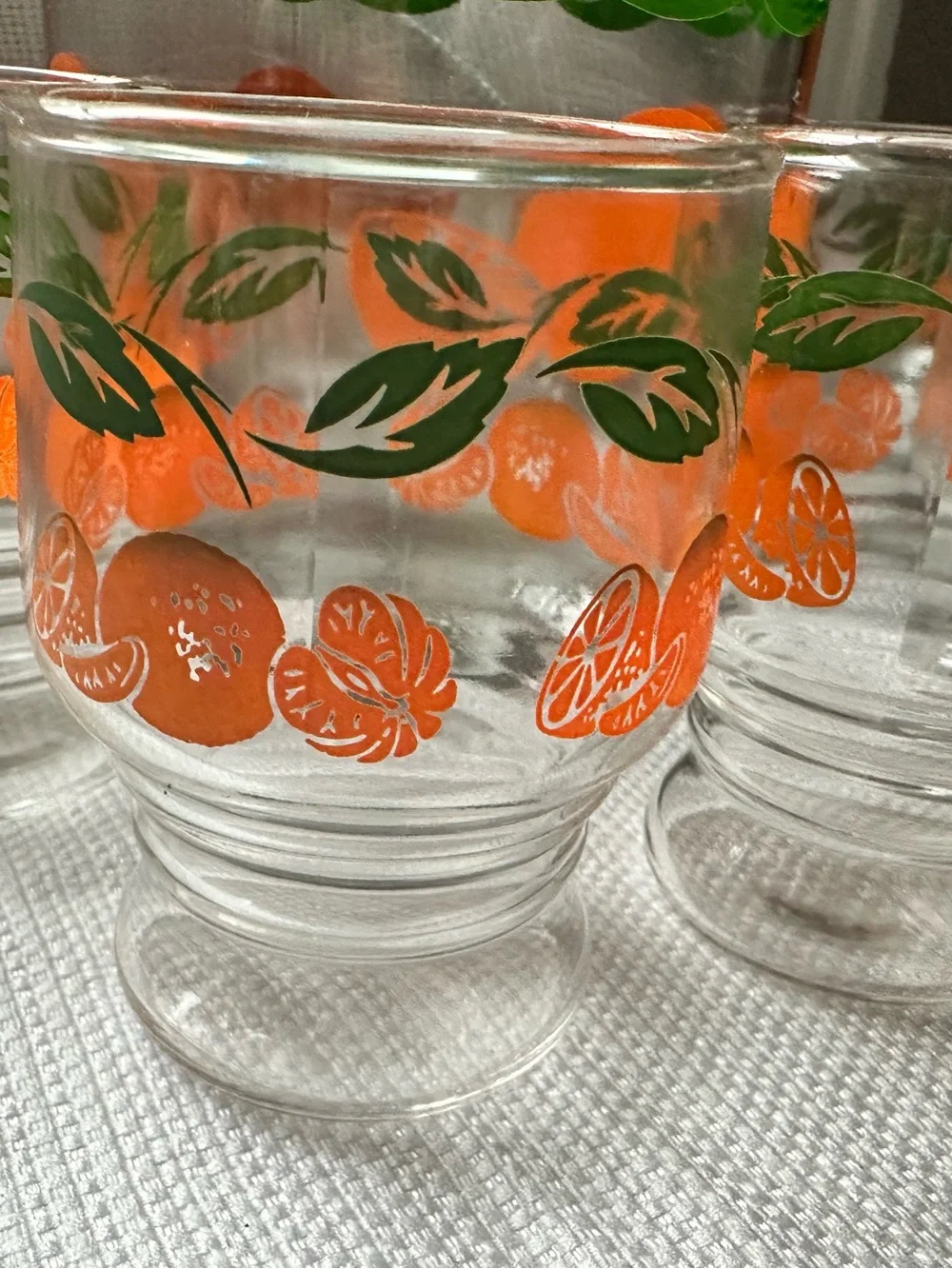 VTG Anchor Hocking Orange Juice Carafe Pitcher W 5 Juice Glasses Retro 70s EUC